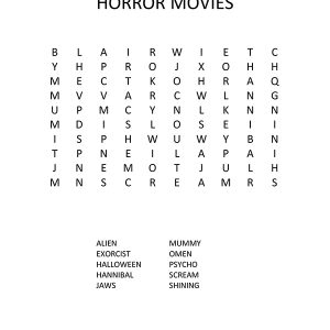 Horror Movies Word Search