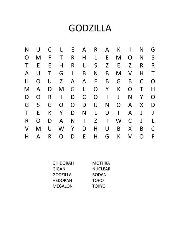 Godzilla Word Search