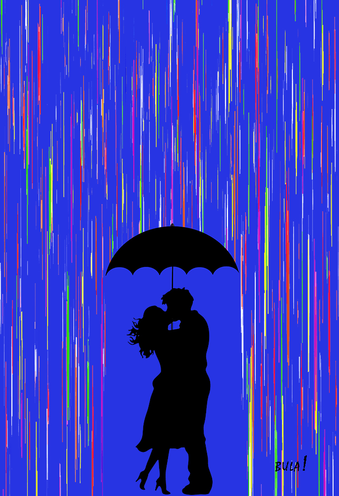 Kissing in the Rain Blue