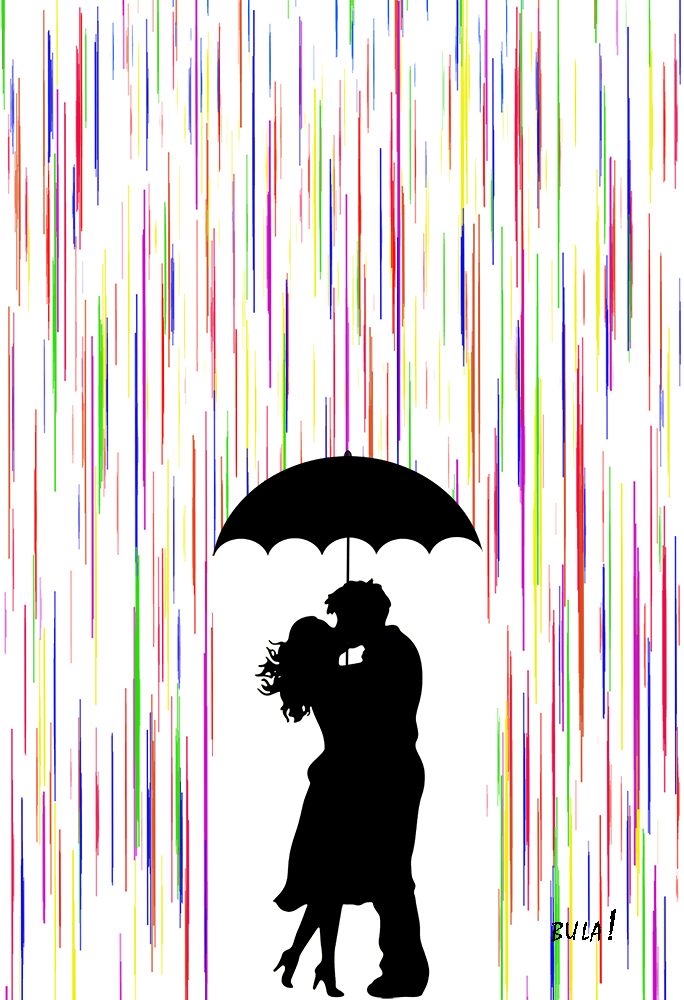 Kissing in the Rain White